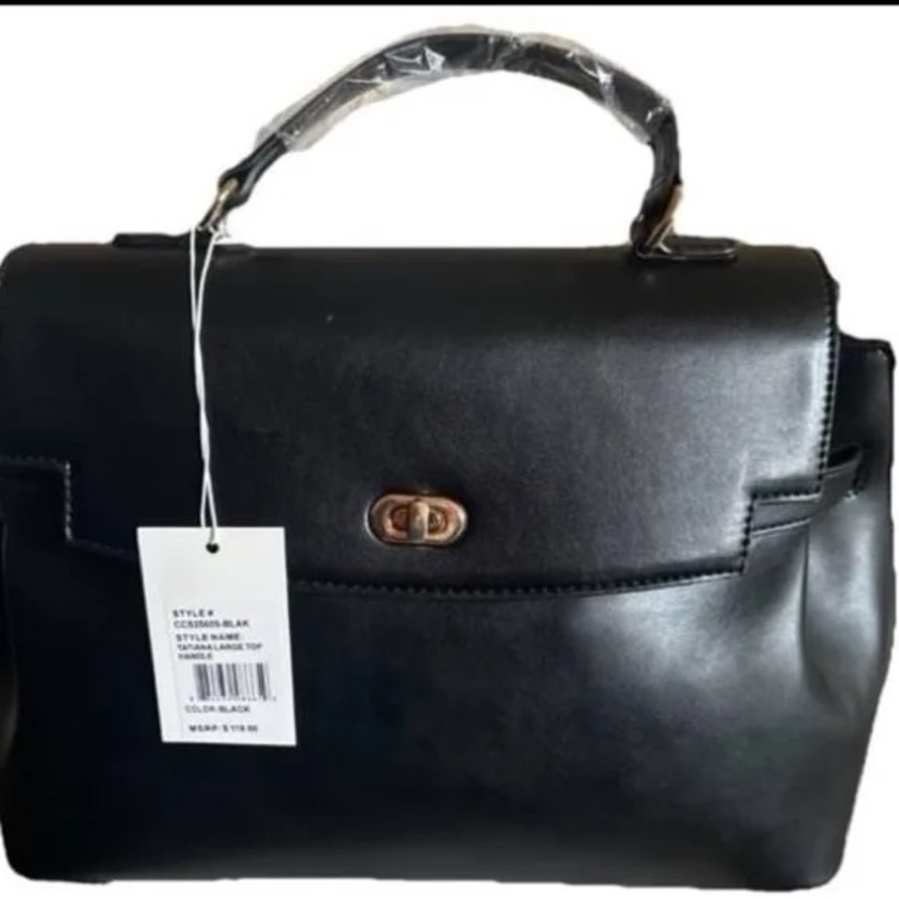 Cavalli Class Large Black Vegan Leather Handbag